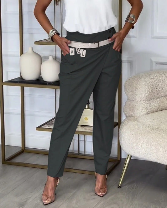 Elania / Pantalones elegantes con cinturón incluido
