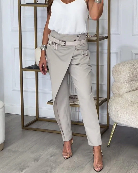 Elania / Pantalones elegantes con cinturón incluido