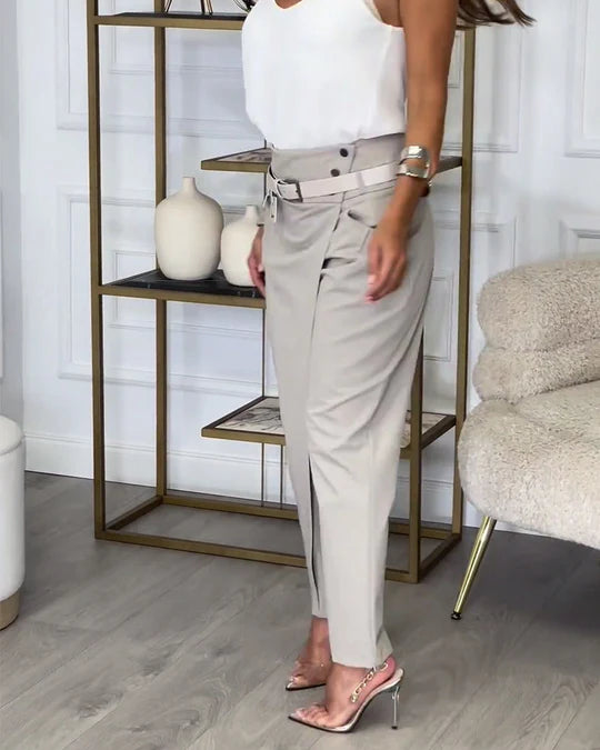 Elania / Pantalones elegantes con cinturón incluido