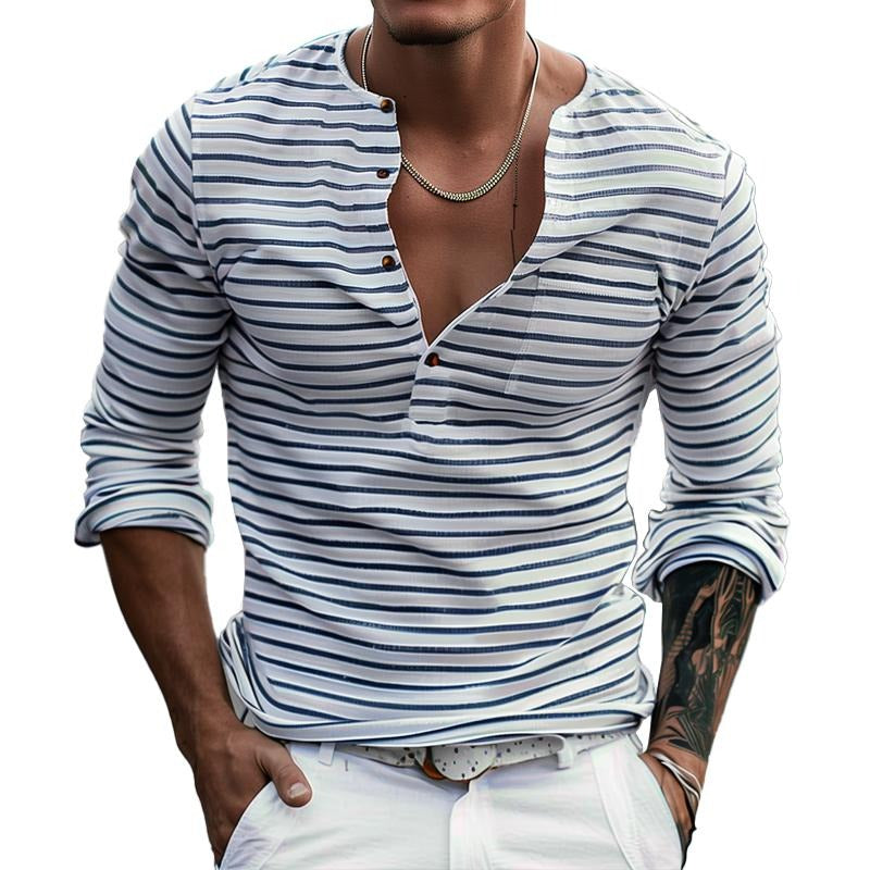 Bari / Camiseta de Rayas con Cuello Henley