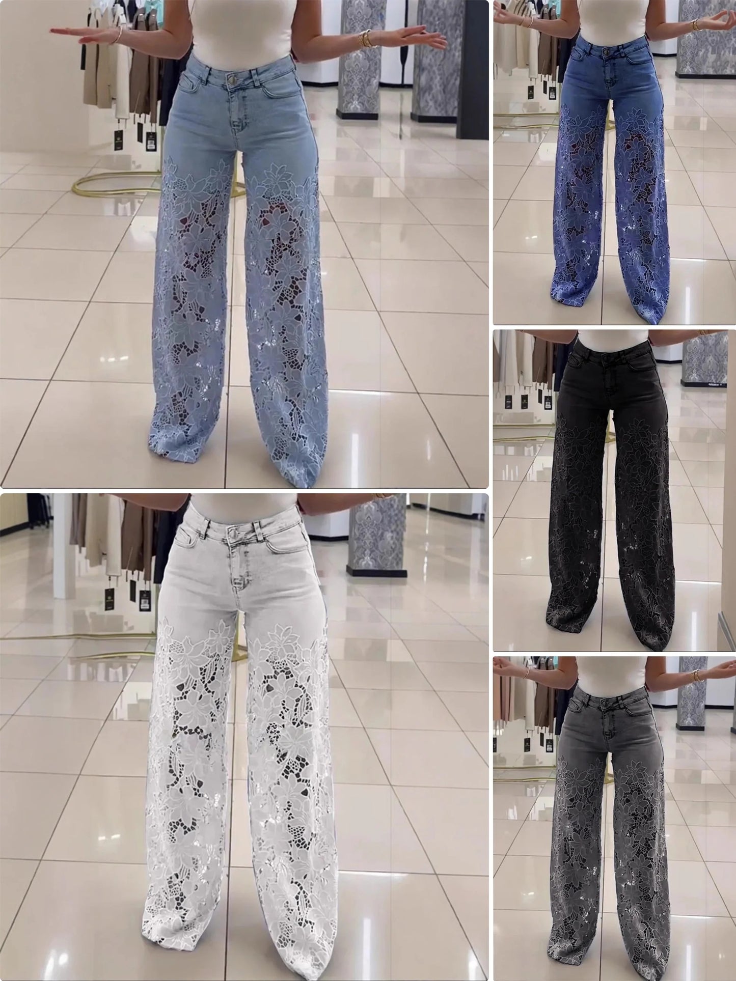 Susette / Jeans Boho Chic con Ribete de Encaje