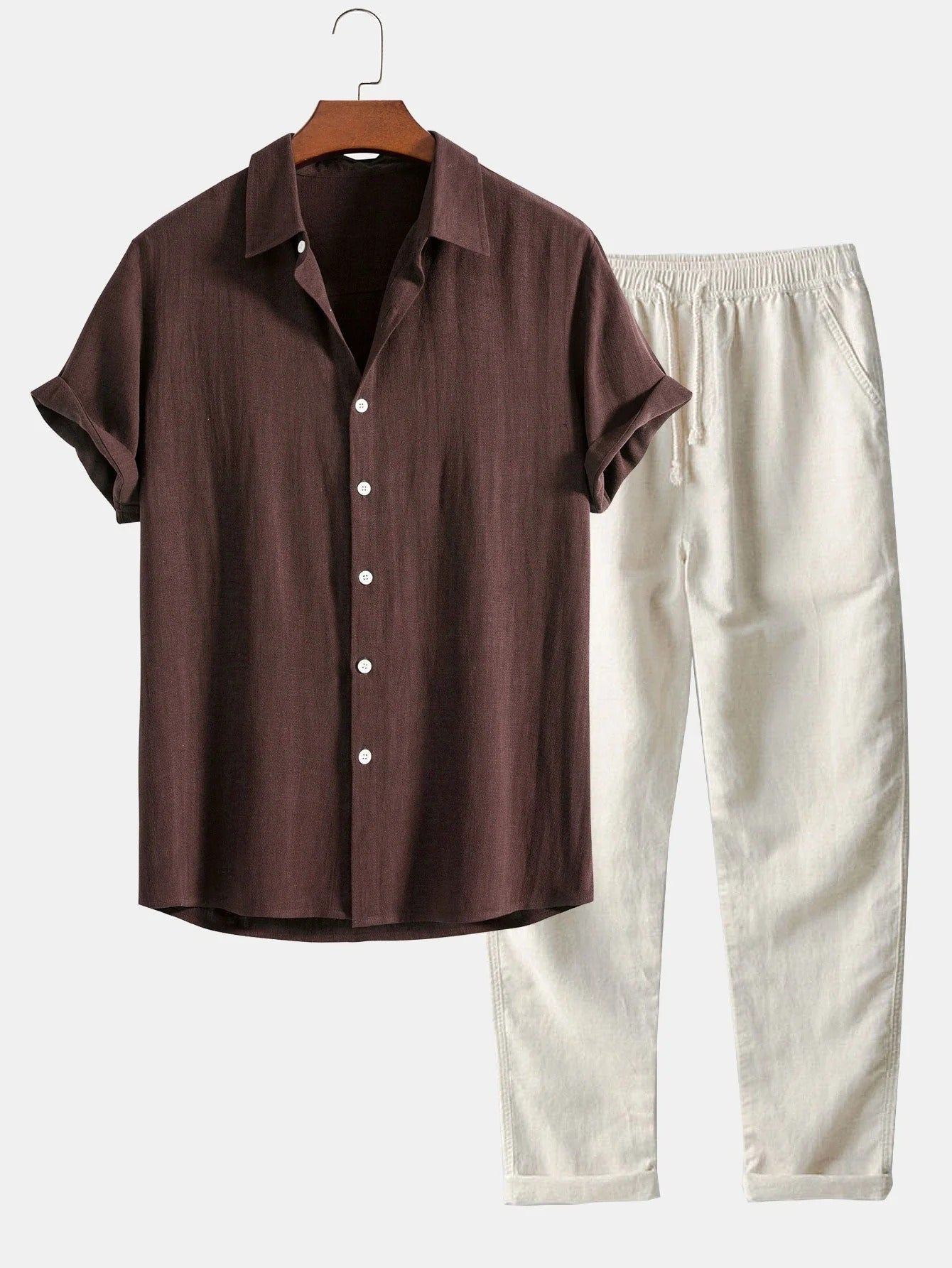 Verano Riviera / Conjunto de dos piezas-Camisa ligera y pantalón casual elegante