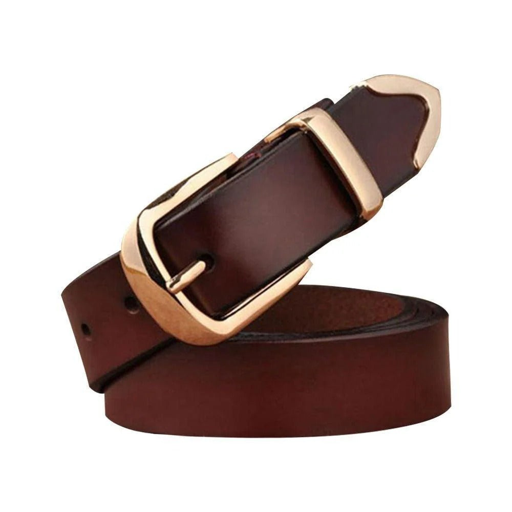 Nina Gold / Cinturón de Piel con Detalles Dorados