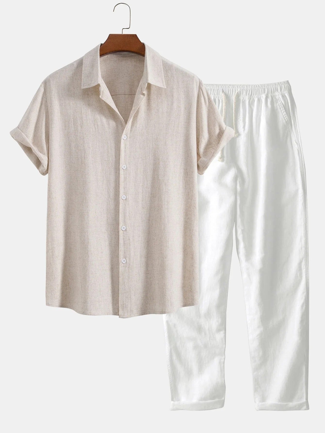 Verano Riviera / Conjunto de dos piezas-Camisa ligera y pantalón casual elegante