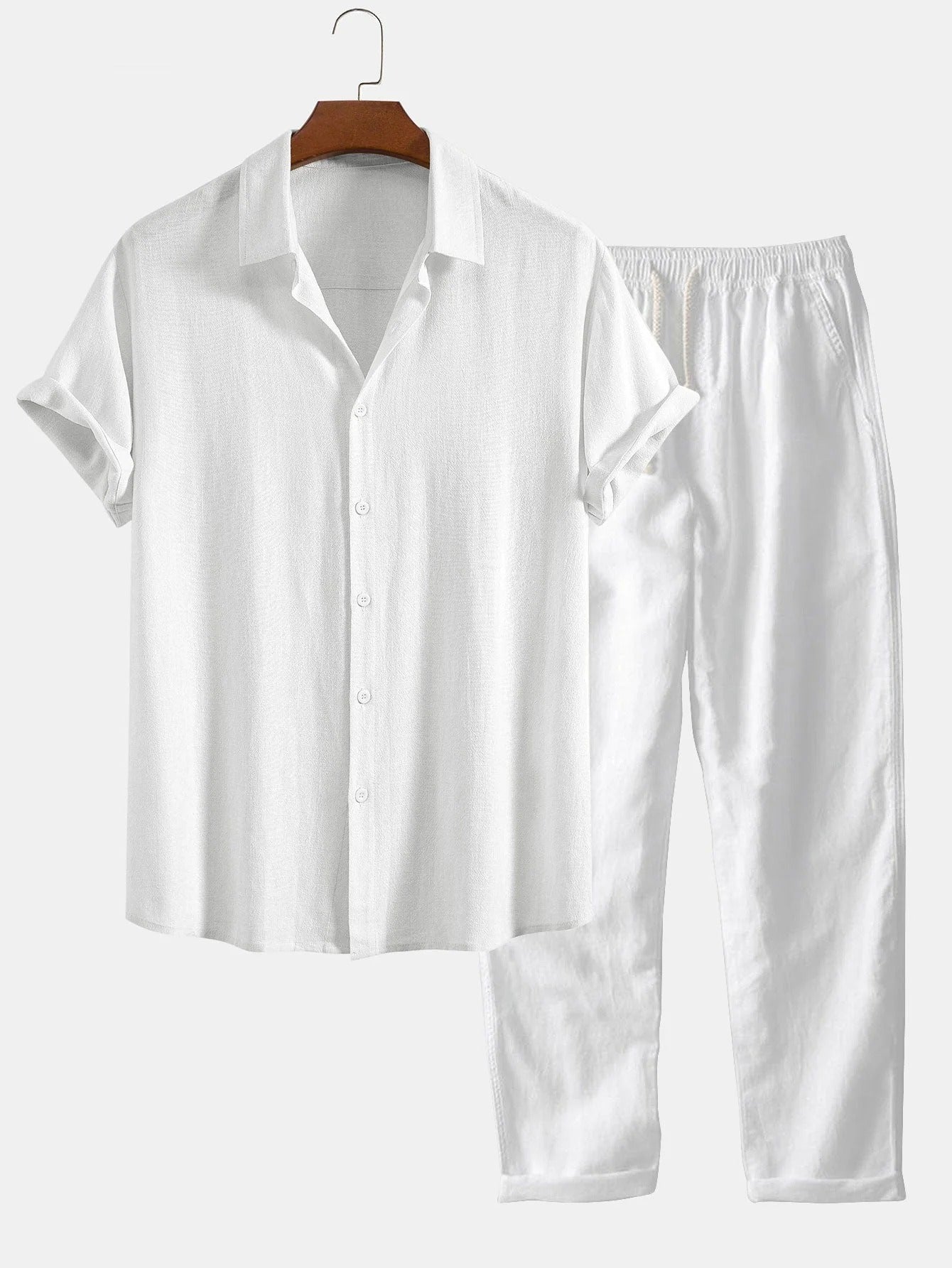 Verano Riviera / Conjunto de dos piezas-Camisa ligera y pantalón casual elegante