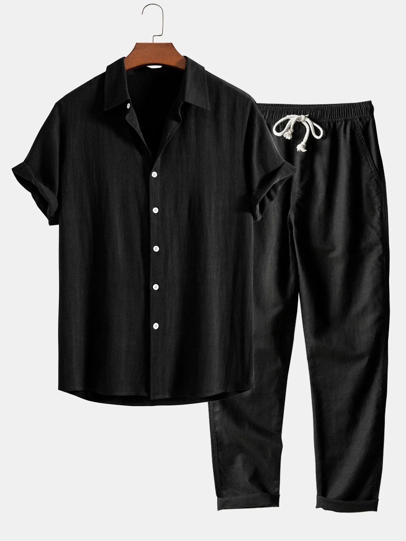 Verano Riviera / Conjunto de dos piezas-Camisa ligera y pantalón casual elegante