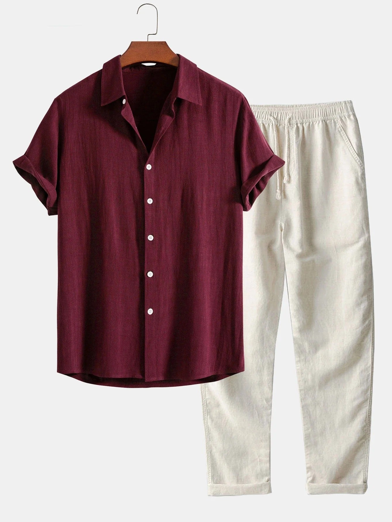 Verano Riviera / Conjunto de dos piezas-Camisa ligera y pantalón casual elegante