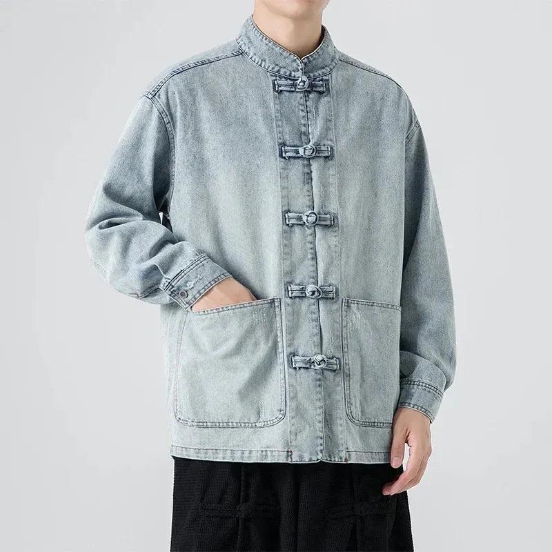 Kenji / Camisa Denim de Estilo Oriental