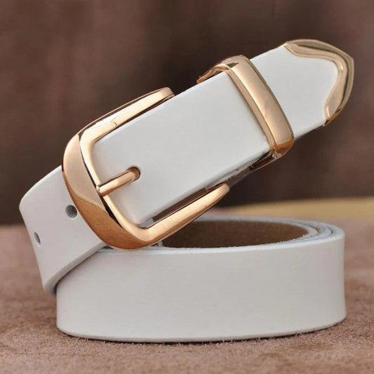 Nina Gold / Cinturón de Piel con Detalles Dorados