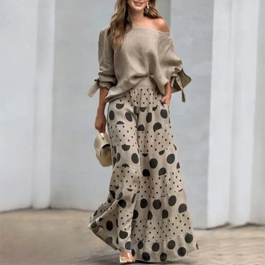 Serena / Conjunto de Blusa y Pantalón de Lunares