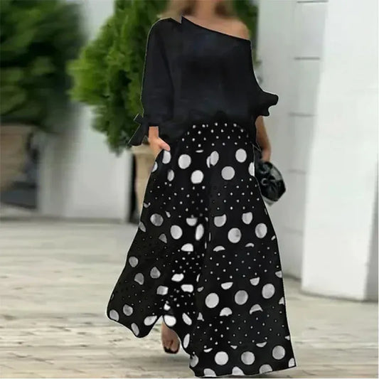Serena / Conjunto de Blusa y Pantalón de Lunares