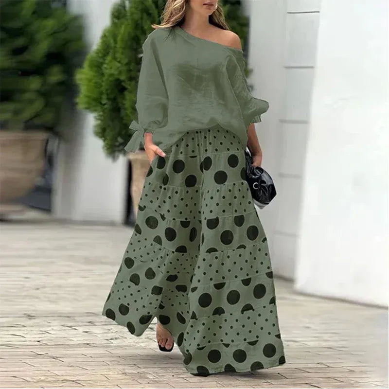 Serena / Conjunto de Blusa y Pantalón de Lunares