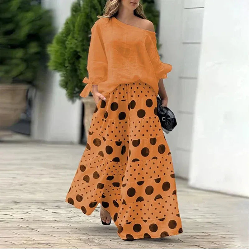 Serena / Conjunto de Blusa y Pantalón de Lunares