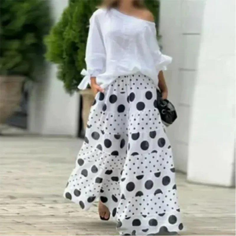 Serena / Conjunto de Blusa y Pantalón de Lunares