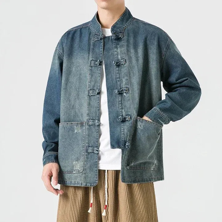 Kenji / Camisa Denim de Estilo Oriental