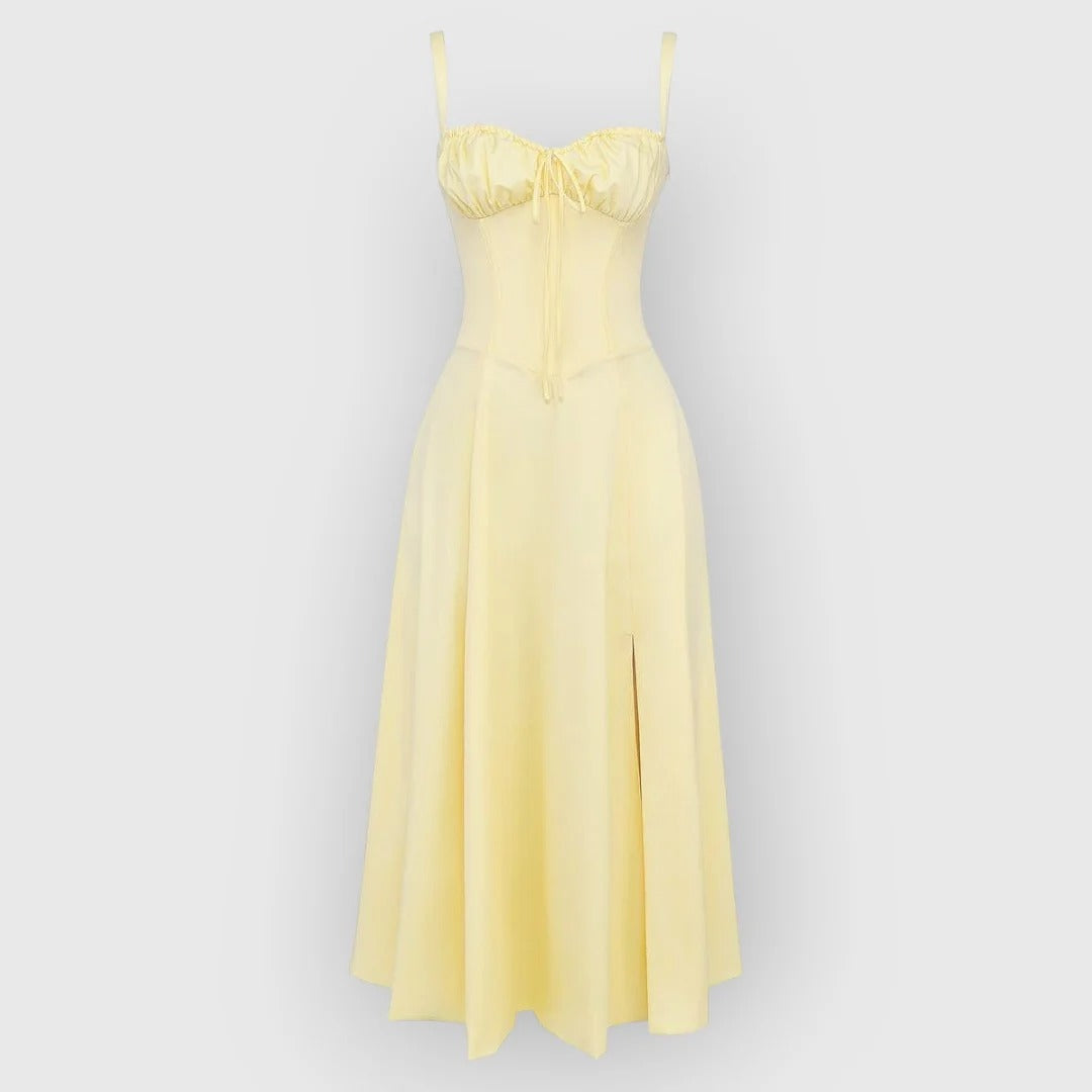 Soraya / Vestido midi con corsé de terciopelo