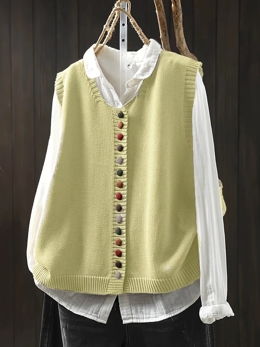 Gaelle / Chaleco de Punto con Estilo Casual Elegante