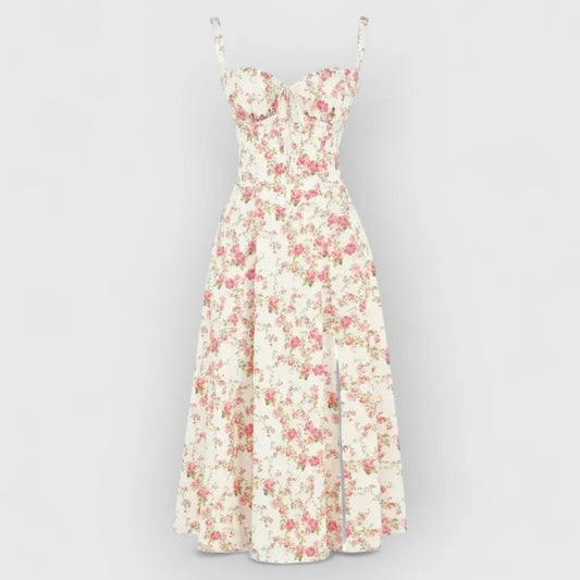 Soraya / Vestido midi con corsé de terciopelo