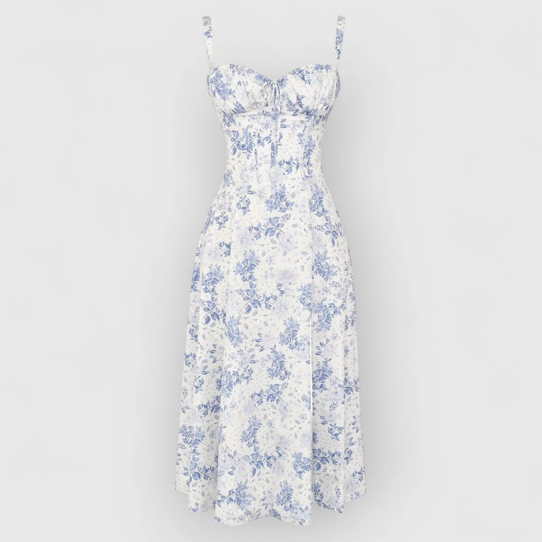 Soraya / Vestido midi con corsé de terciopelo