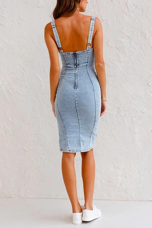 Vera / Vestido de Denim con Tirantes Ajustables
