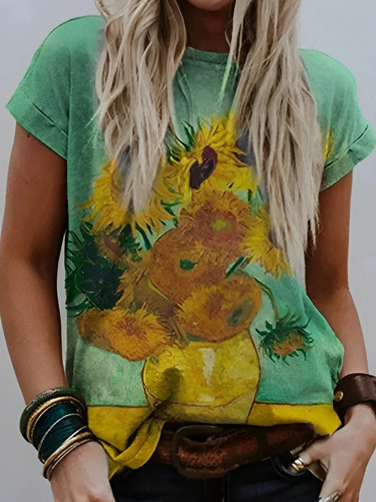 Soleil / Camiseta artesanal con girasoles de Van Gogh