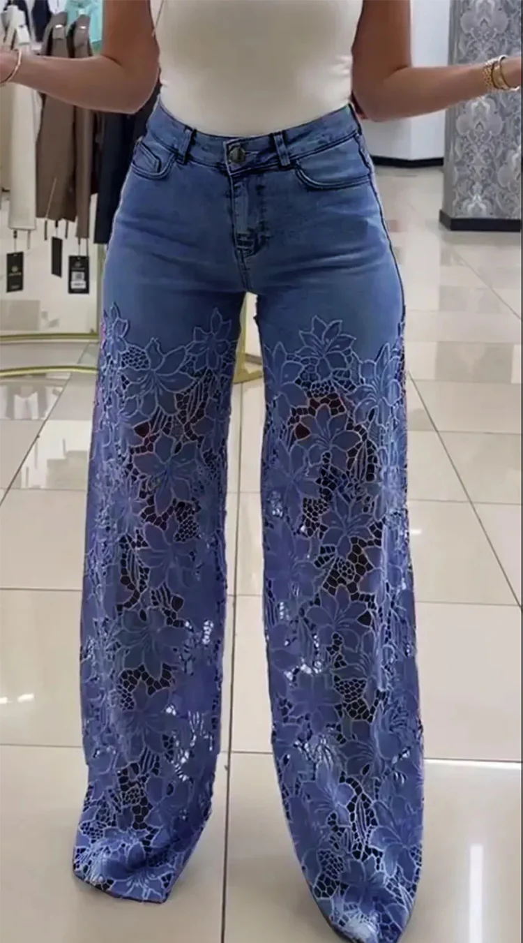 Susette / Jeans Boho Chic con Ribete de Encaje