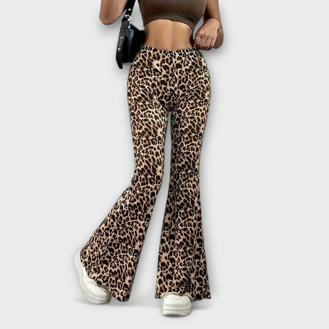 Leandra / Pantalones corte bota con estampado de leopardo