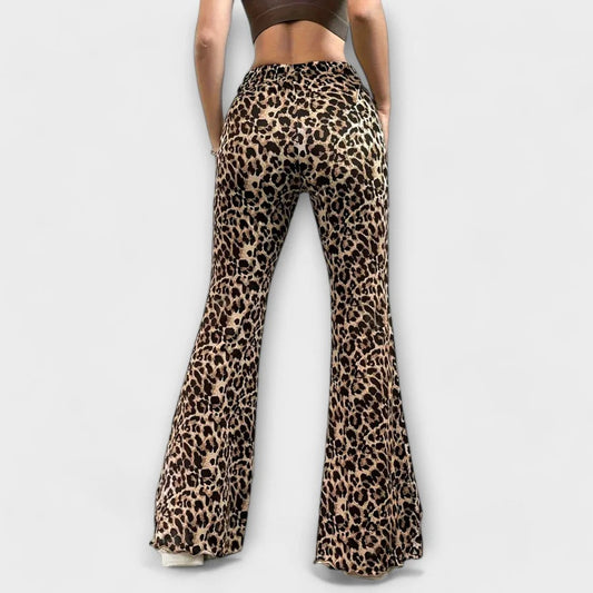 Leandra / Pantalones corte bota con estampado de leopardo
