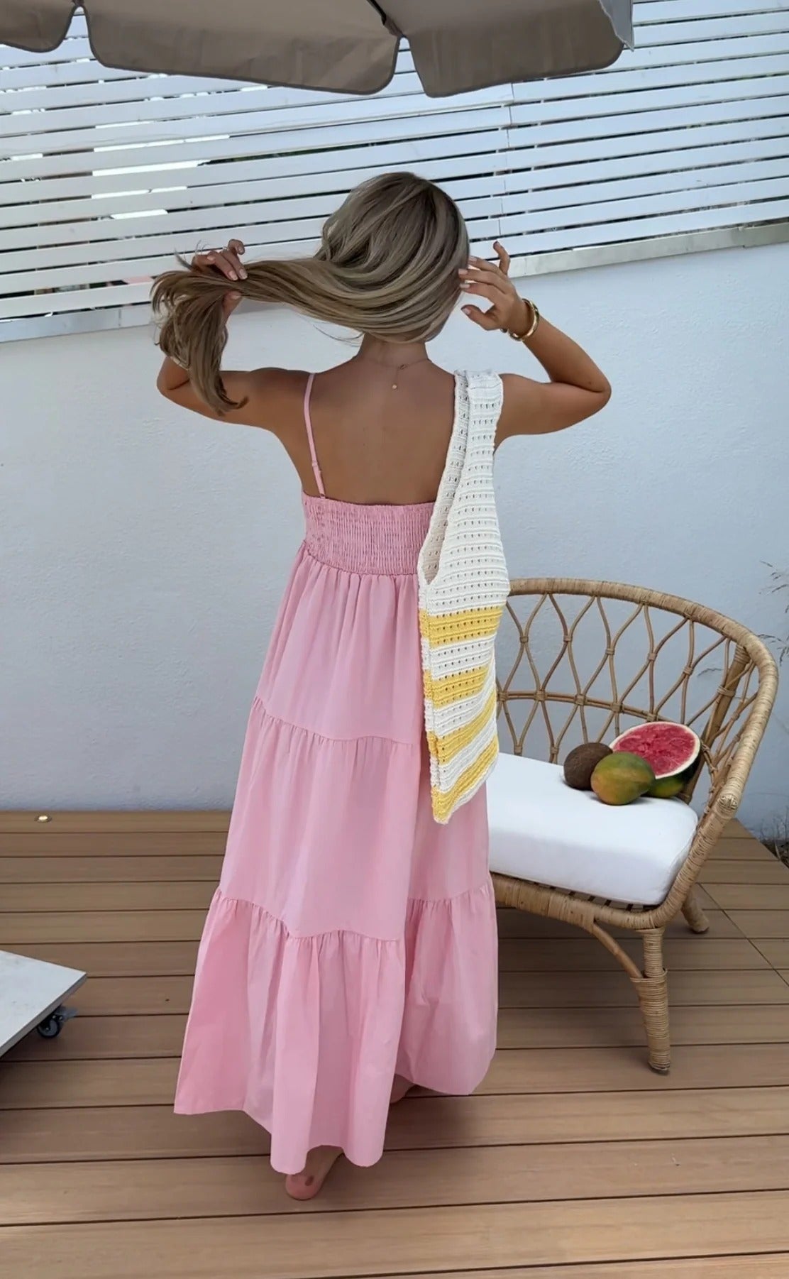 Itzel / Vestido maxi de algodón rosa