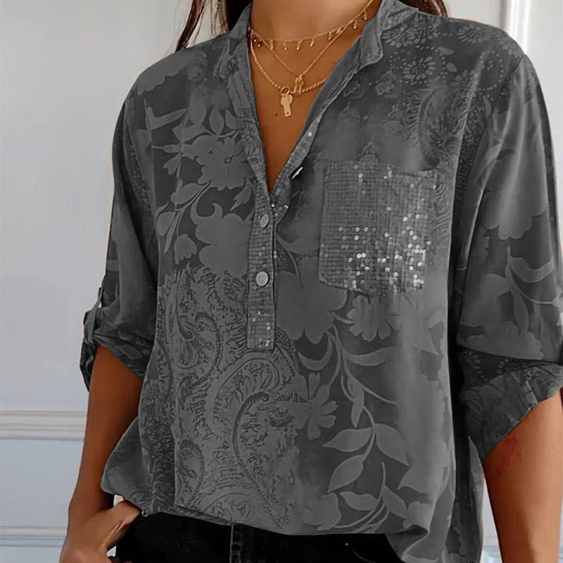 Luzia / Blusa estampada con cuello en V