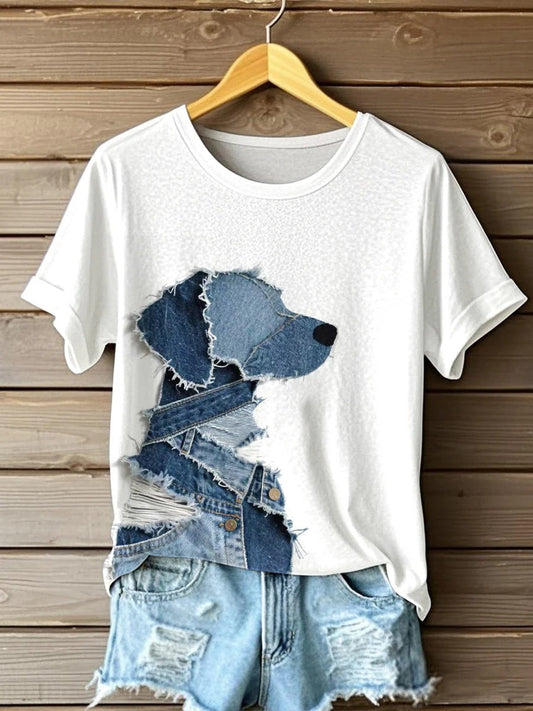 Mara / Camiseta Casual con Detalles en Denim