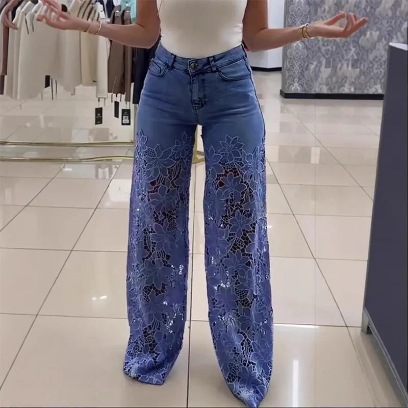Susette / Jeans Boho Chic con Ribete de Encaje