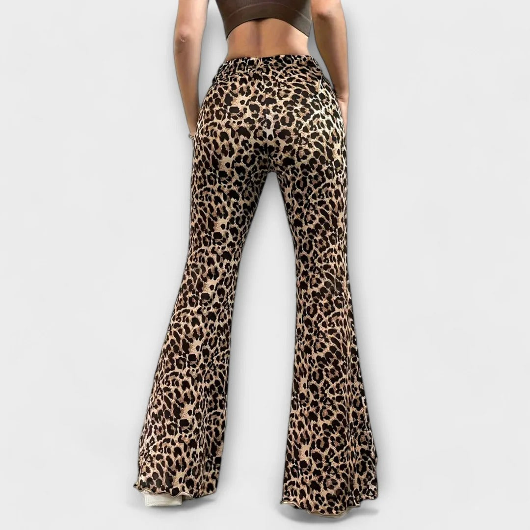 Leandra / Pantalones corte bota con estampado de leopardo