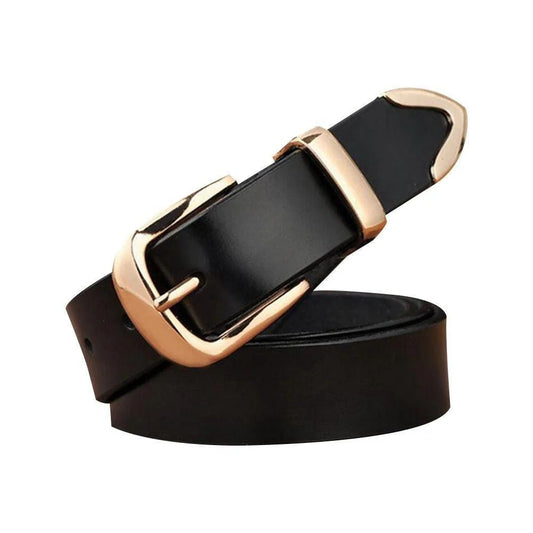 Nina Gold / Cinturón de Piel con Detalles Dorados