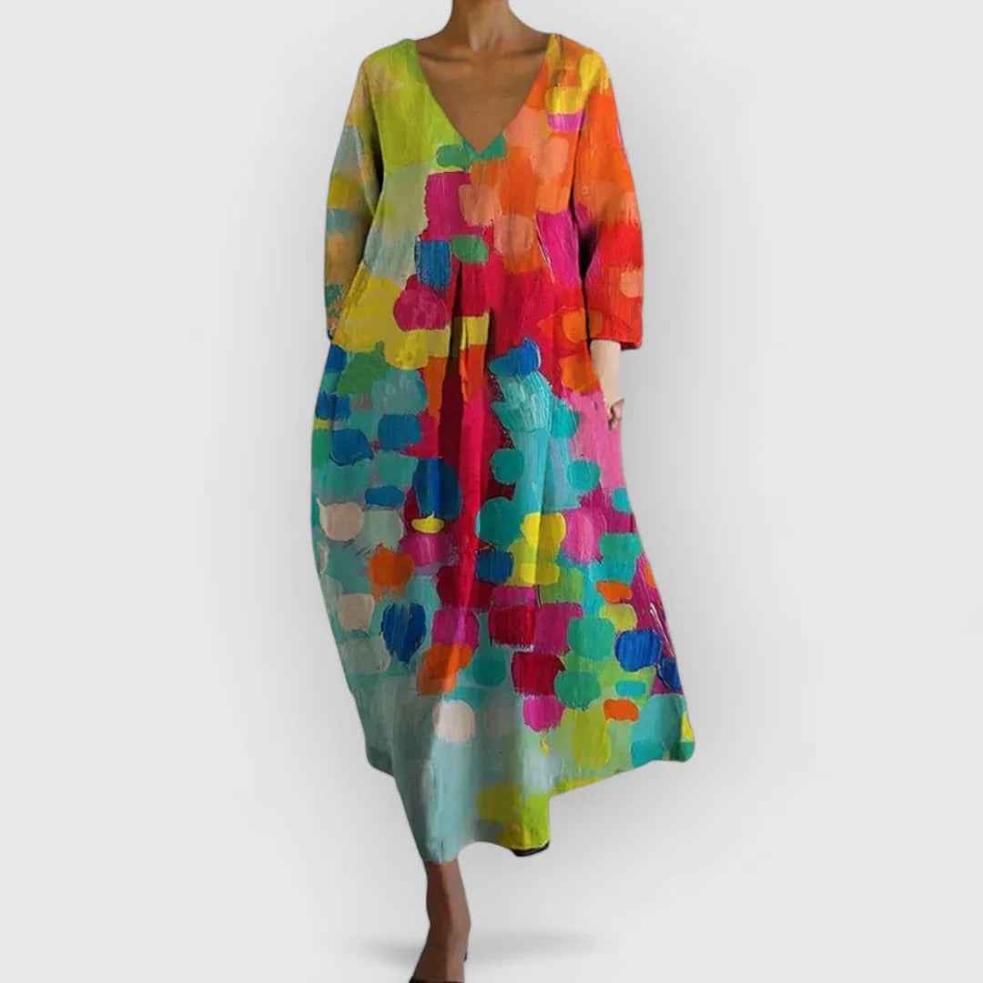 Isadora / Vestido colorido con escote en V
