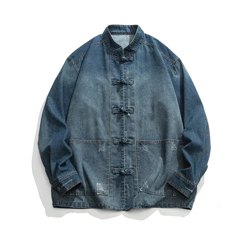 Kenji / Camisa Denim de Estilo Oriental