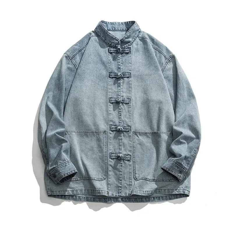 Kenji / Camisa Denim de Estilo Oriental