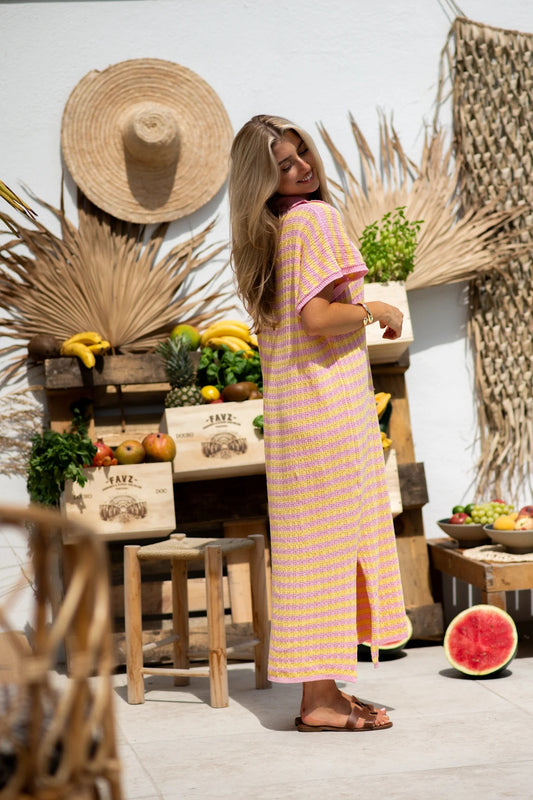 Suki / Vestido maxi rayas sandía