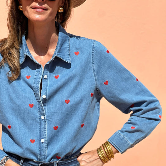 Valeria / Camisa con Estampado de Corazones