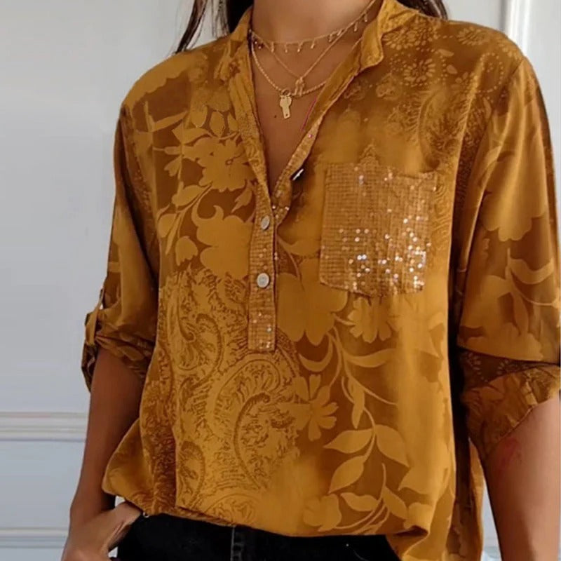 Luzia / Blusa estampada con cuello en V