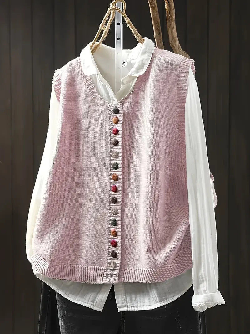 Gaelle / Chaleco de Punto con Estilo Casual Elegante