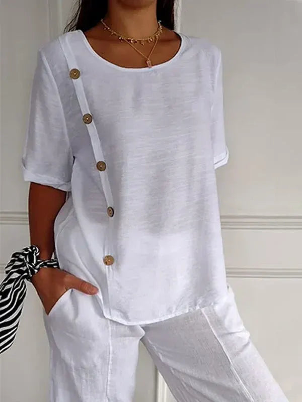 Cleo / Camisa casual de lino y algodón