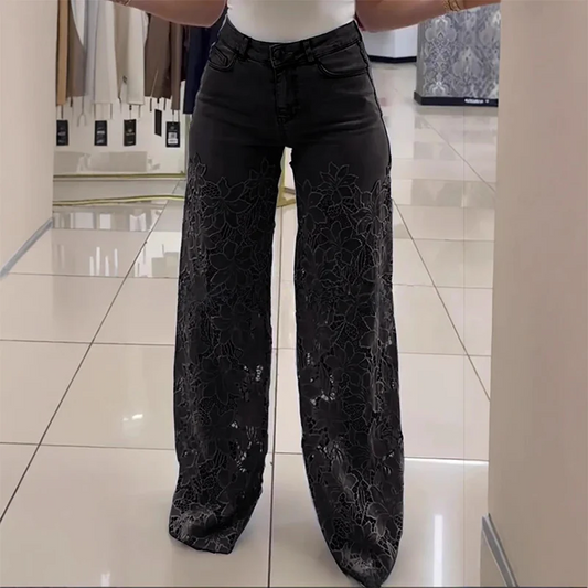 Susette / Jeans Boho Chic con Ribete de Encaje