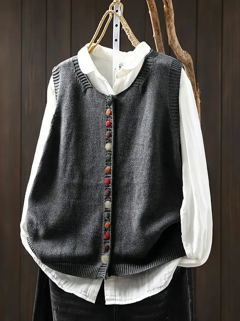 Gaelle / Chaleco de Punto con Estilo Casual Elegante