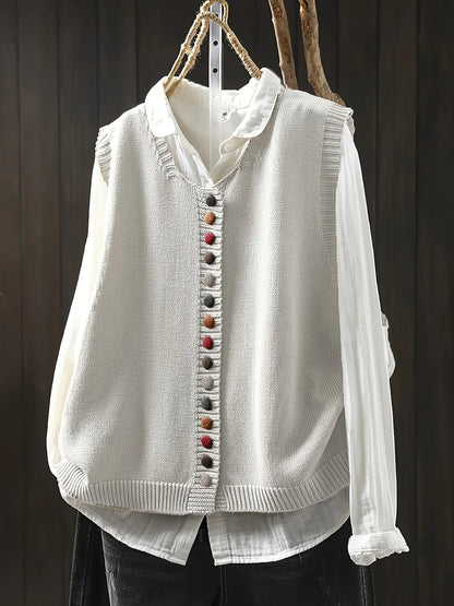 Gaelle / Chaleco de Punto con Estilo Casual Elegante