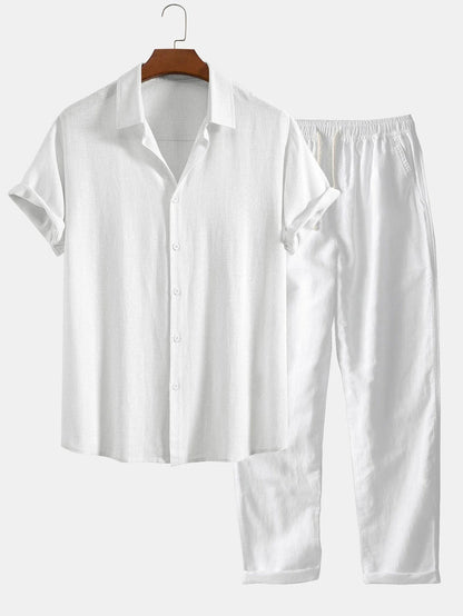 Verano Riviera / Conjunto de dos piezas-Camisa ligera y pantalón casual elegante