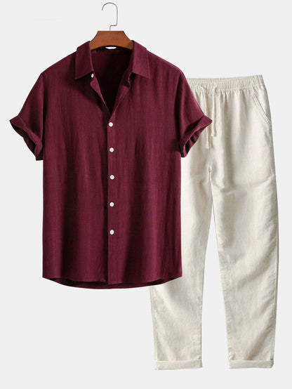 Verano Riviera / Conjunto de dos piezas-Camisa ligera y pantalón casual elegante