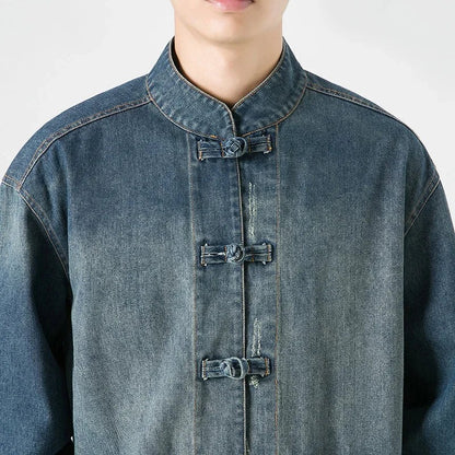 Kenji / Camisa Denim de Estilo Oriental