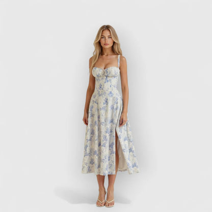 Soraya / Vestido midi con corsé de terciopelo