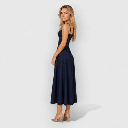 Soraya / Vestido midi con corsé de terciopelo